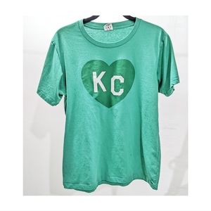 Charlie Hustle green KC heart t-shirt. Size L